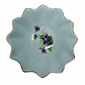 Vintage Adderley Floral Bone China Bowl England Violet Gold Trim Scalloped Dish